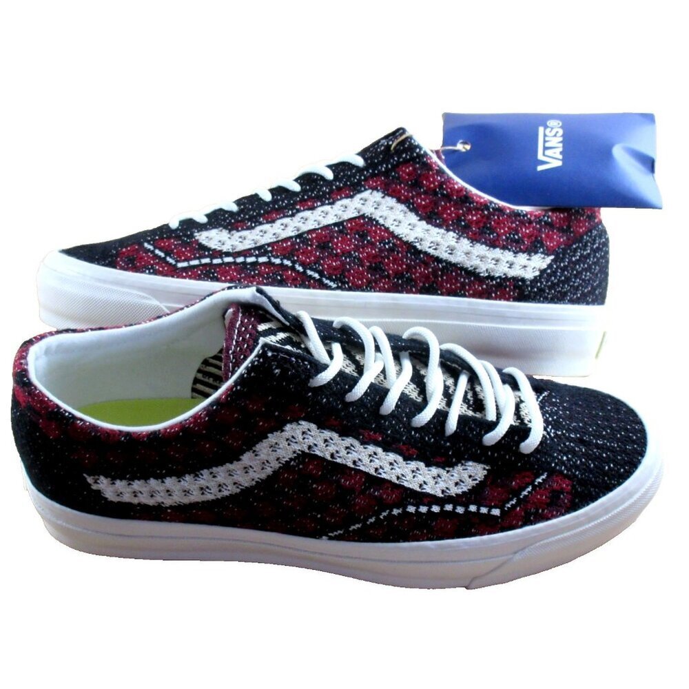 Vans Men's Lx Old Skool 36 Premium Skate shoes Geo Check Bordeaux Sizes NEW